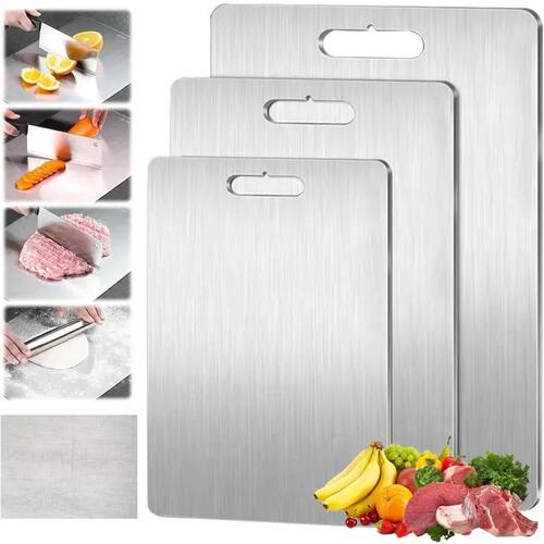 3Pcs Stainless Steel Cutting Board Food Grade Double-sided M
