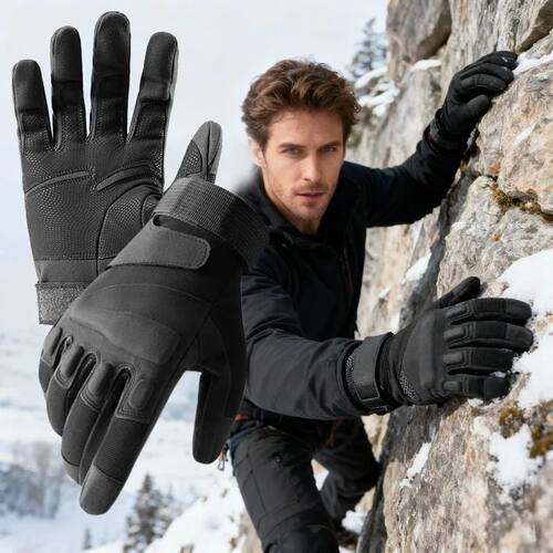 Winter Gloves for Men's Rubber Shell Protection Thickened Wa