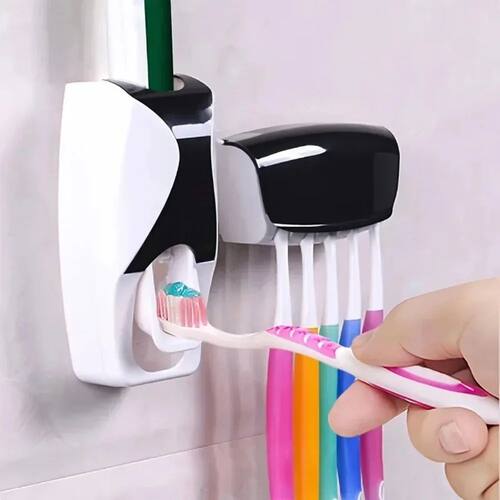 Auto Toothpaste Dispenser Toothbrush Holder Wall Mounted Bat