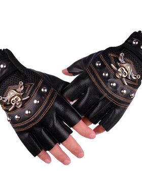 Men Punk Motorcycle Gloves Summer Spring Rivet Pirate Skull