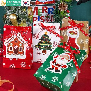 4PCS Christmas Kraft Paper Bags Snowflake Craft Gift Bag Fes