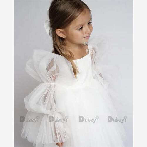 New Born Baby Girls Birthday Dress for Toddlers White Weddin