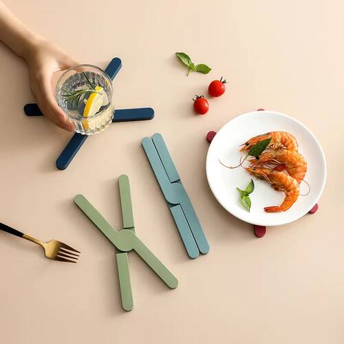 Insulation Pad Silicone Folding Pot Pad Creative Cross Foldi