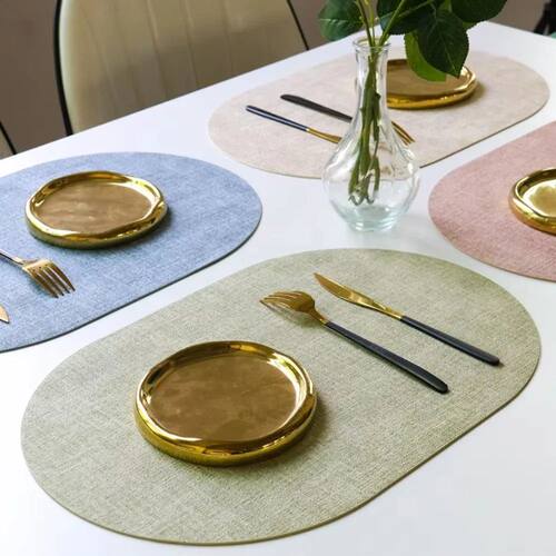 1/4/6pcs Decoration Oval Gift Placemats Heat Resistant Thick