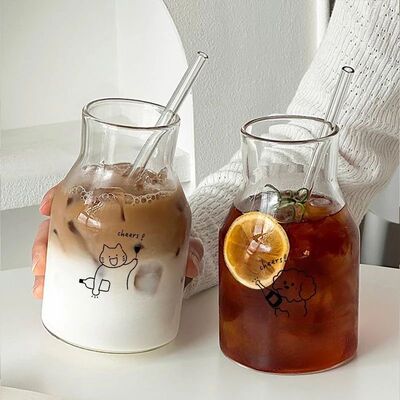 Ins Style Glass Cup, Household Drinking Cup, Simple Cold Bre