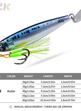 路亚铁板铅鱼 3D打印仿真路亚饵 远投沉水金属饵 20g-80g快抽铁m3