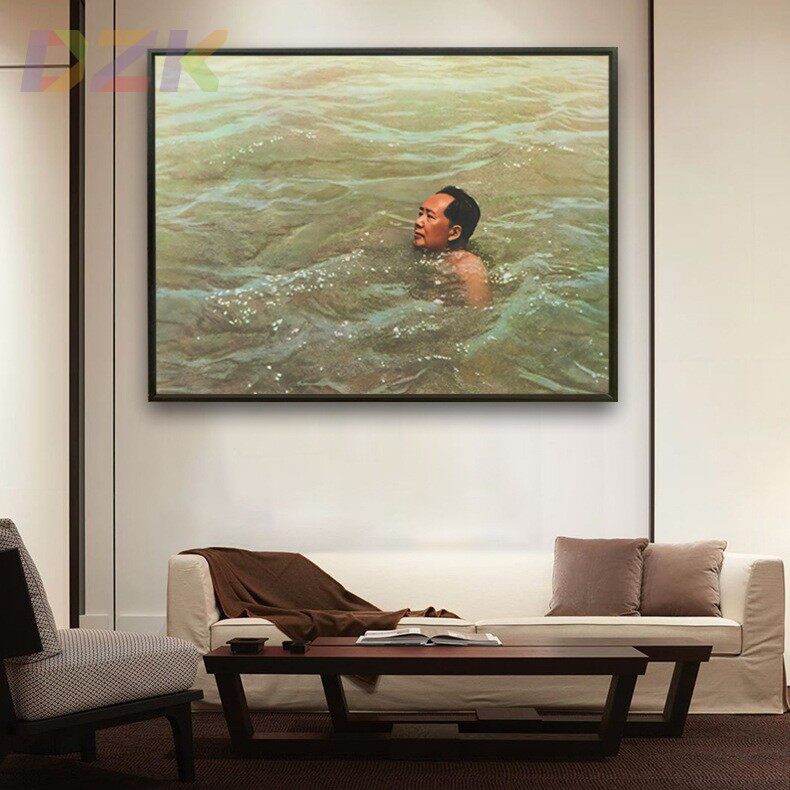 毛主席像画像在武汉畅游长江墙画伟人客厅玄关壁挂画铝合金装饰m3