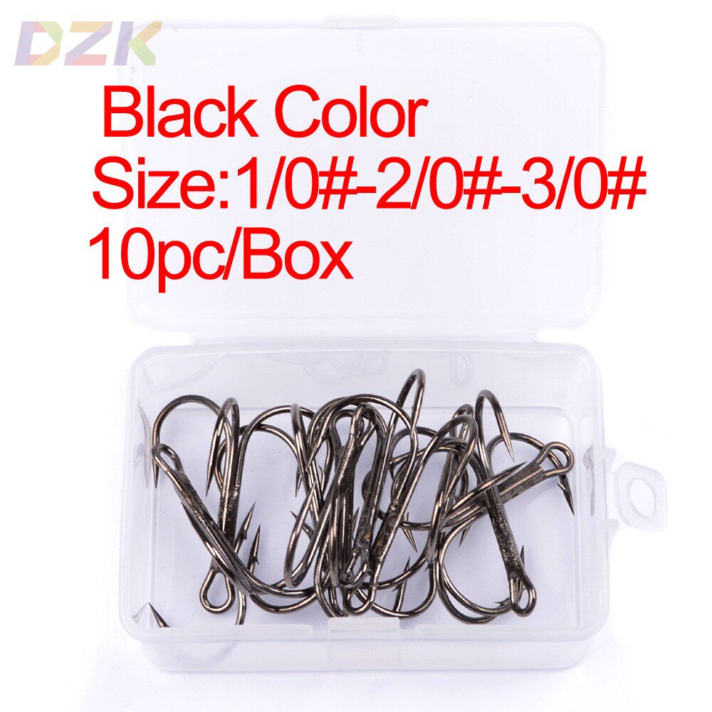 10个盒装鱼钩黑镍1/0#2/0#3/0#高碳钢三本鱼钩m4