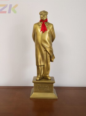 毛主席铜像黄铜客厅摆件毛泽东雕塑像风衣背手站像办公室工艺摆m5