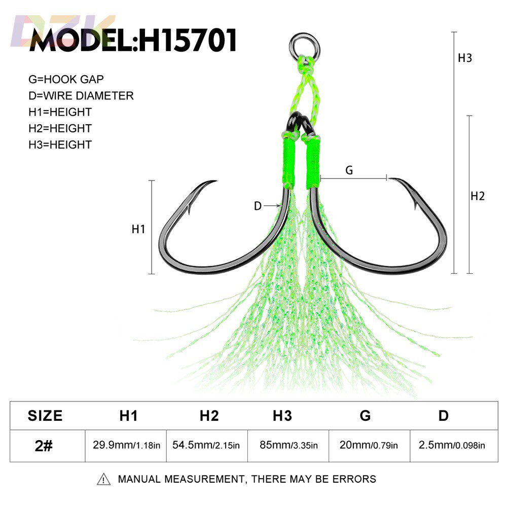 路亚铁板钩绑亮丝海钓双钩 大力马主线辅助钩船钓绑毛鱼钩 2对/m3