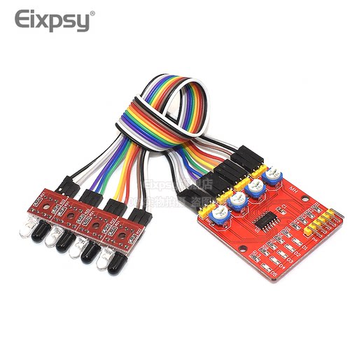 4路寻迹模块 红外对管发射接收循迹避障探头寻路传感器黑白线检测