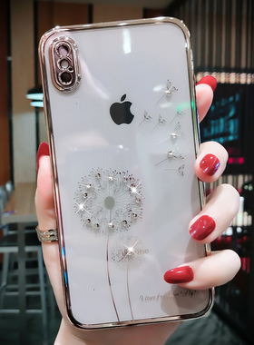 苹果x手机壳新款iphonexs透明硅胶xrx全包镜头防摔xsmax高级感女款xmax网红潮牌奢华水钻ins风仙女保护套