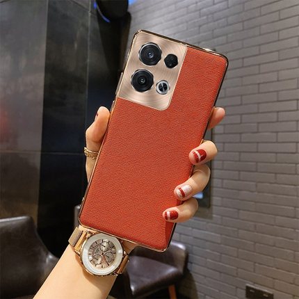 皮纹适用OPPOreno9/8pro+手机壳reno7/6/5pro+高档皮套奢华reno6高级感高档网红女款男商务FINDX5pro网红外