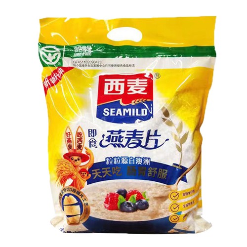西麦即食燕麦片1500g袋装冲饮0蔗糖健身营养早餐代餐食品原味饱腹