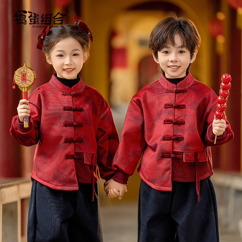 中国风加厚唐装汉服男童秋冬款