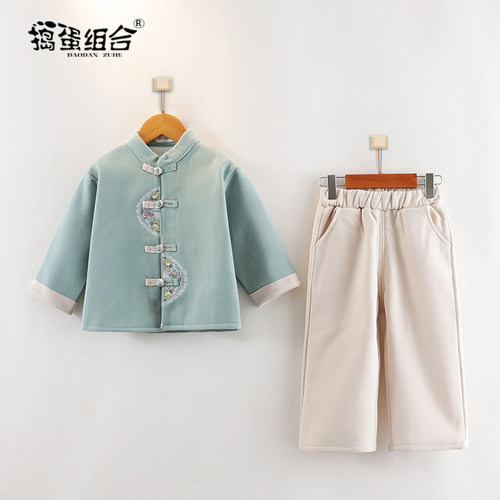 加绒冬季男童中国风拜年服唐装