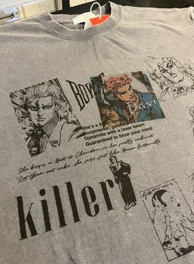 KAI SHOP原创设计JOJO吉良吉影软糯水洗灰不起球不起皱免熨烫纯棉