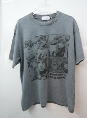 KAI SHOP原创首发jojo飙马野郎亲肤凉感抗起球抗皱水洗灰纯棉短袖