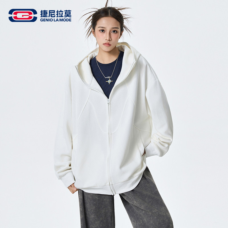 【敖瑞鹏代言】捷尼拉莫透气纯色插肩袖连帽耐磨卫衣秋季宽松情侣