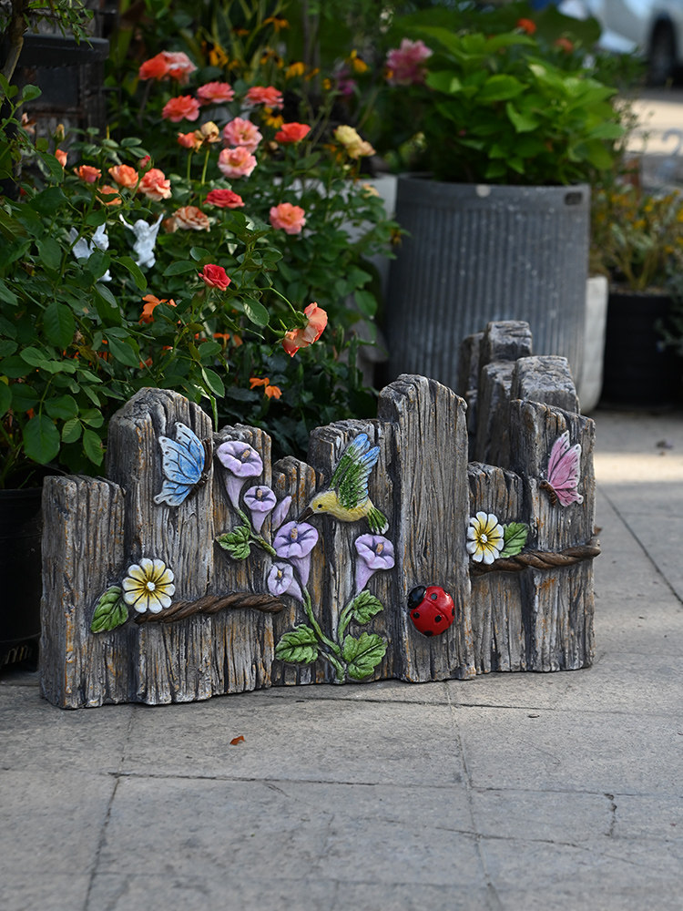 室外彷木栅栏花园覆古装饰栅栏室外庭院菜地低护栏花坛草坪小围栏