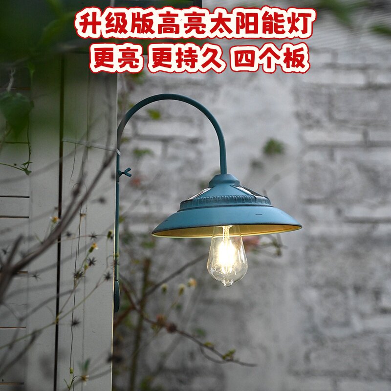 复古壁挂太阳能灯铁艺装饰户外防水庭院挂灯别墅花园阳台布置室外
