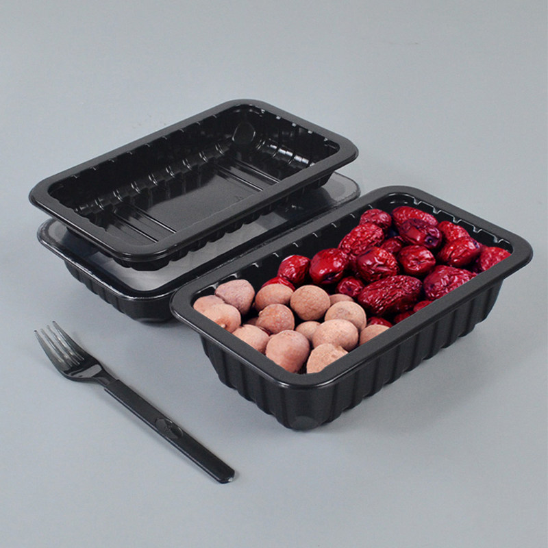 一次性锁鲜盒气调包装盒黑色塑料冷鲜肉专用盒熟食食品充气保鲜盒