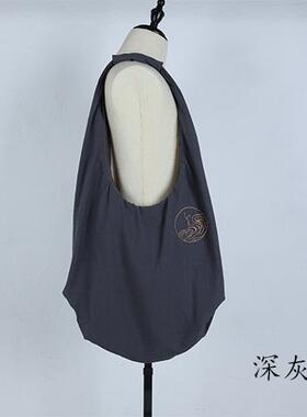 新款出家人僧包斜挎包大容量包烧香包居士包麻布包复古民族纯色休