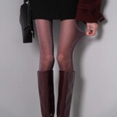 沪上千金战袍｜酒红珠光丝袜御姐气场秀场压轴鎏光微闪打底袜