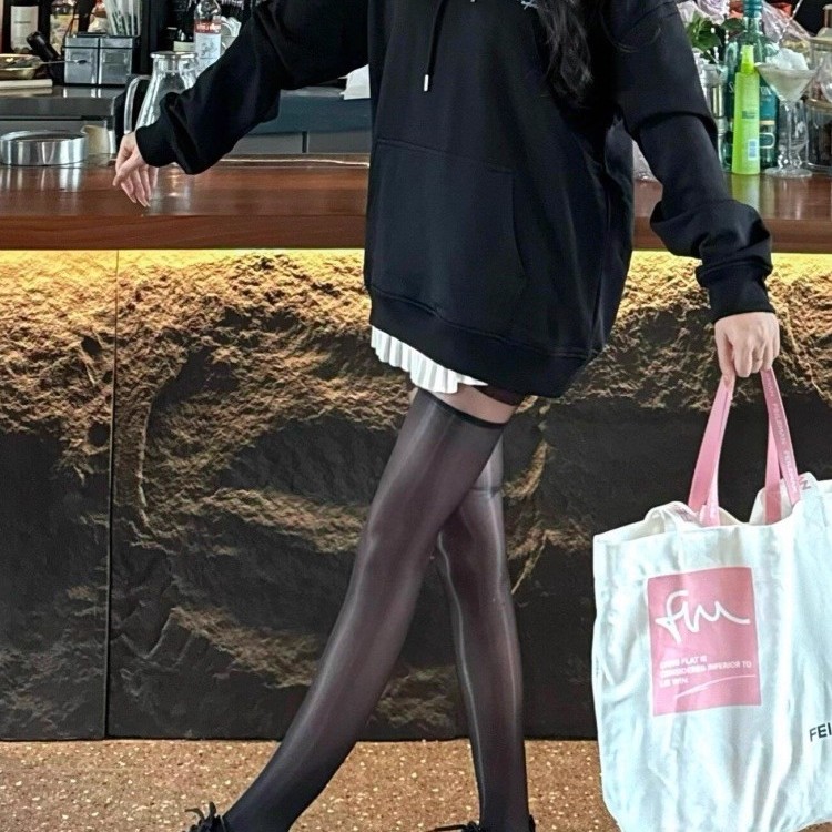 性感过膝高密黑丝纯欲长筒袜