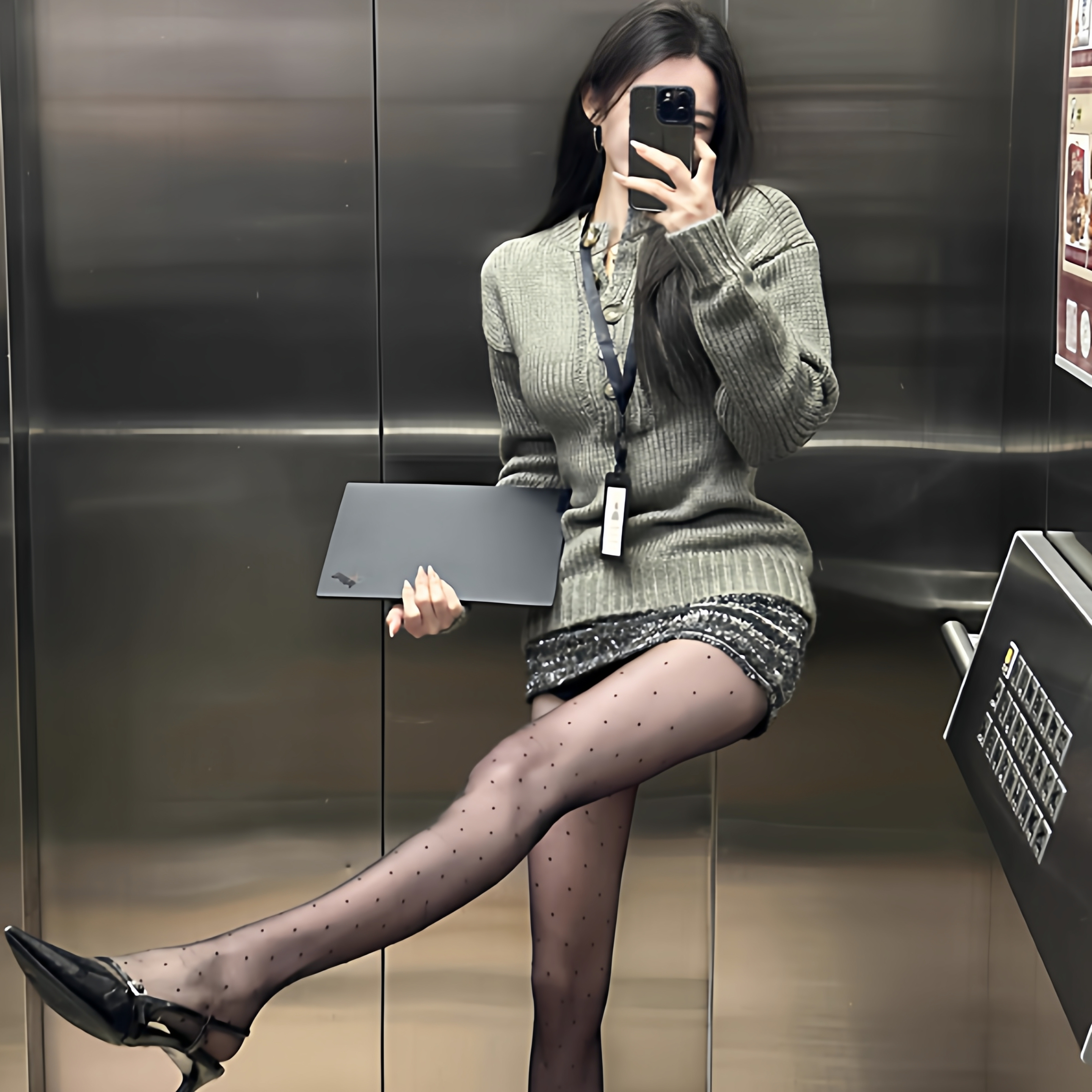 波点黑丝性感纯欲好时髦点点丝袜