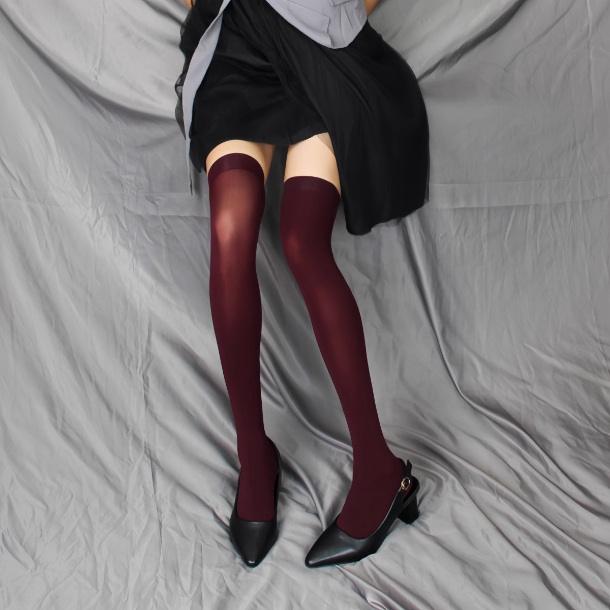 春夏薄款糖果彩色过膝袜 高弹力天鹅绒美腿长筒袜高筒袜子Cosplay
