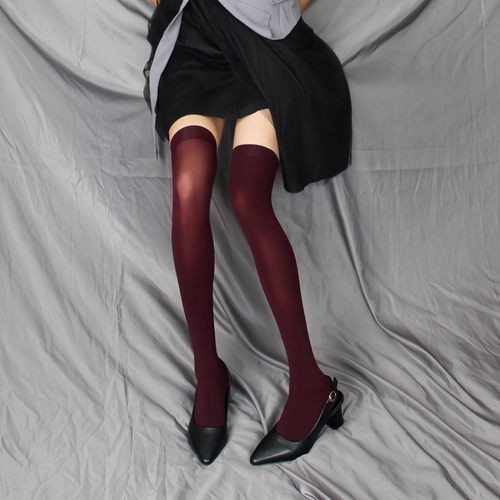 春夏薄款糖果彩色过膝袜 高弹力天鹅绒美腿长筒袜高筒袜子Cosplay
