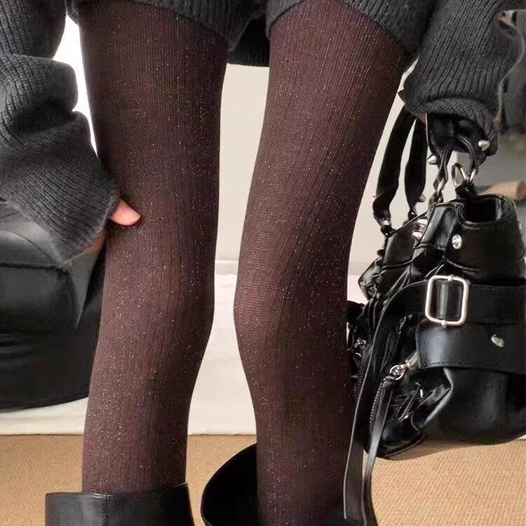 听说今年流行焦糖树莓咖？bling丝线连裤袜超绝复古高智感银丝袜