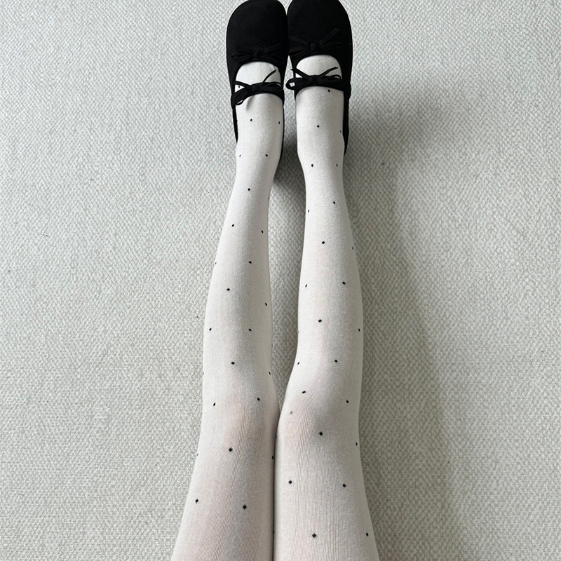 灰色波点春秋格雷系棉质打底袜日