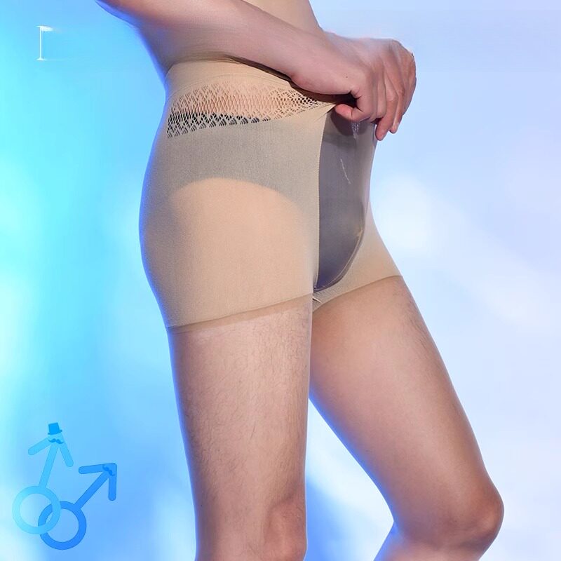 0d空气袜超薄隐形男士丝袜jj套性感黑丝肉色男式裤袜伪娘装扮
