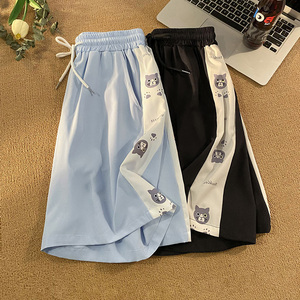 夏季猫咪印花冰丝休闲短裤男女货号DK1611-P25控48图片