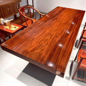 奥坎大板实木原木茶桌茶台茶板书桌餐桌1米8整块独板方桌会议桌 2