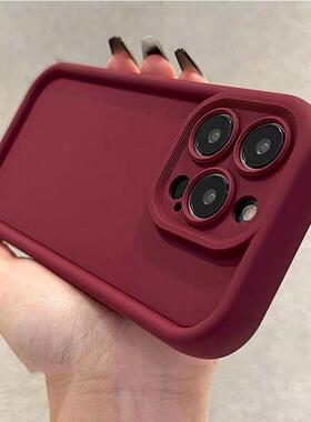 酒红色适用小米14手机壳红米note13pro+新款k60至尊版/k50/k40/k30简约小米12/11/10s男note9女note12turbo