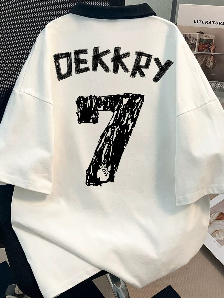 高级感ins美式舒适设计感纯棉短袖宽松POLO衫男女夏季翻领T恤上衣