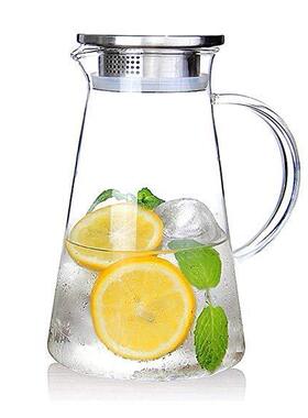 2.0 Liter Glass Jug Carafe with Lid Ice Tea Jug Water Wine