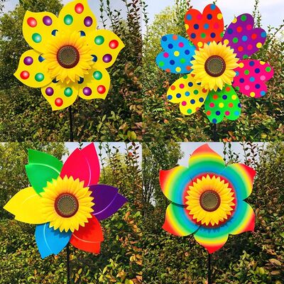 Sunflower Windmill Rotating Sunflower Wind Spinner Stake Sta
