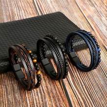 High Quality Leather Bracelet Men Classic Fashion Tiger Eye