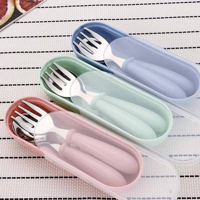3pcs Children Spoon Forks Box Kids Stainless Steel Kids Cutl