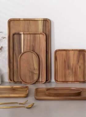 Acacia Wood Tray Coffee Tray Rectangular Plate Fruit Snacks