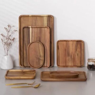 Acacia Wood Tray Coffee Tray Rectangular Plate Fruit Snacks