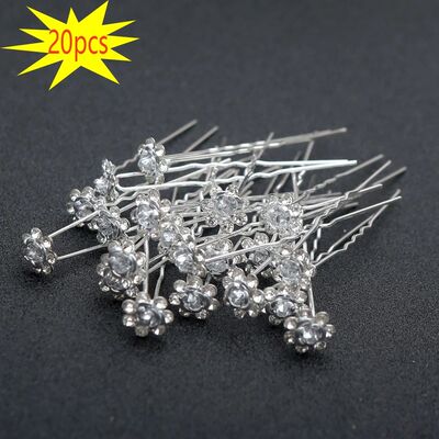 20pcs Fashion Bridal Rhinestone Hair Fork Artisan Alloy U-Pi
