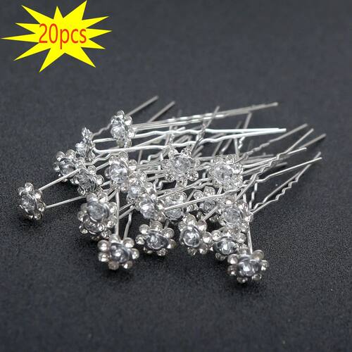 20pcs Fashion Bridal Rhinestone Hair Fork Artisan Alloy U-Pi