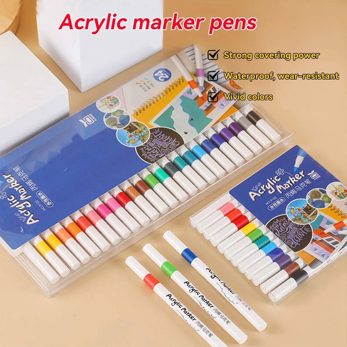Acrylic marker pen set/12-60 colors/multi-purpose art waterc图片
