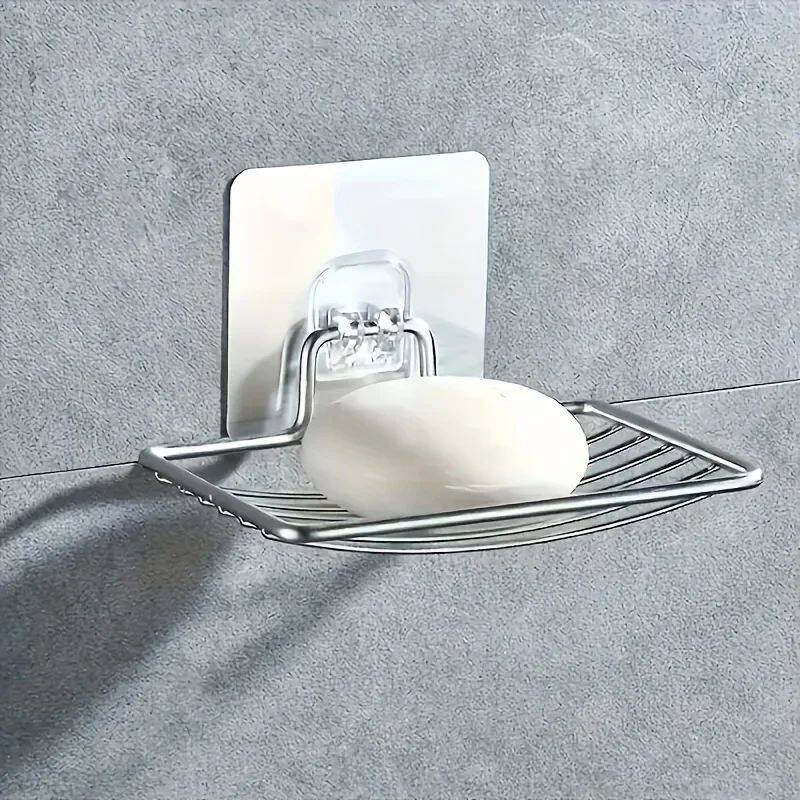 1/2pc Stainless Steel Soap Rack No Punching Wall Mounted Sin