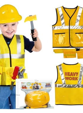 2024 Construction Worker Costume Kit For Kids Role Play Toy